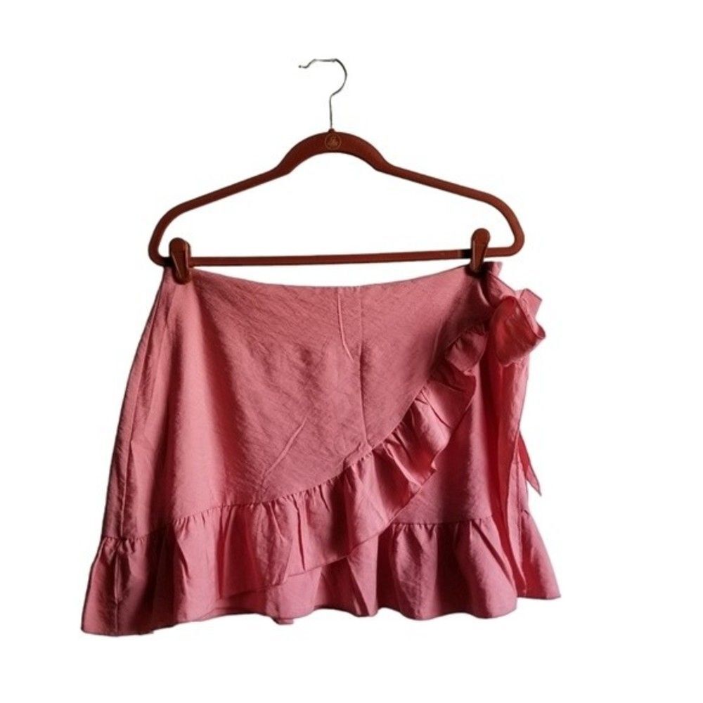 Shein Curve Coral Tie Waist Ruffle Skirt Size 0XL  1 0181